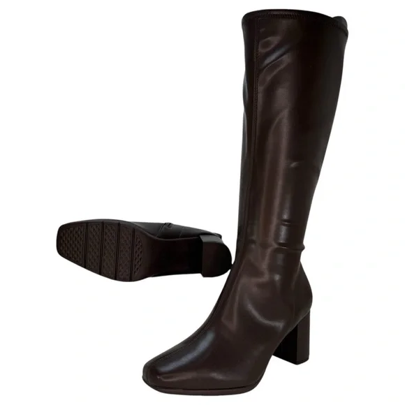 Aerosoles Micah Brown Faux Stretch Leather Knee High Womens Boots Size 9.5W - Picture 9 of 12